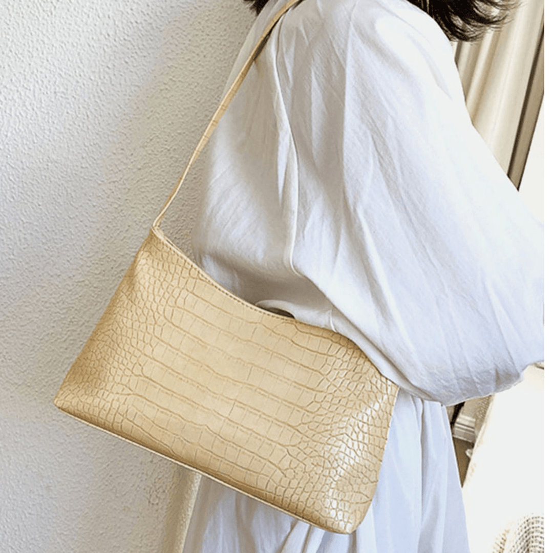 Women Crocodile Pattern Solid Satchel Shoulder Bag - MRSLM