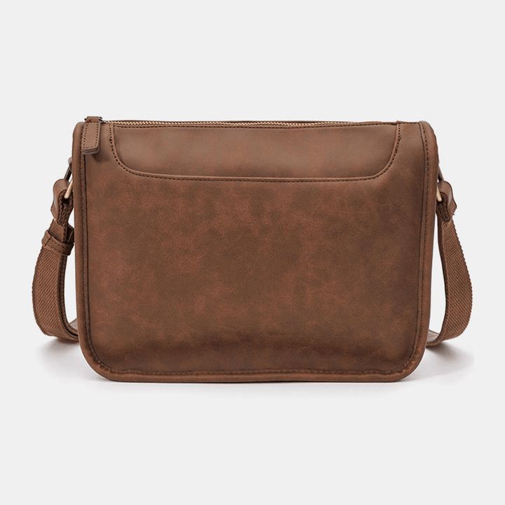 Men PU Leather Large Capacity Vintage 6.3 Inch Phone Bag Messenger Bag Crossbody Bags Shoulder Bag - MRSLM