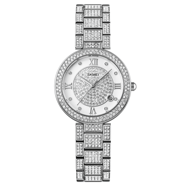 SKMEI 1739 Fashion Elegant Watch Rhinestone Decoration Zinc Alloy Watch Strap Date Display 3ATM Waterproof Female Quartz Watch - MRSLM