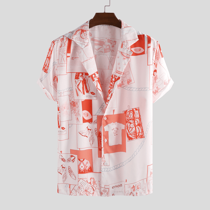 Mens Fashion Funny Printed Summer Breathable Casual Shirts - MRSLM