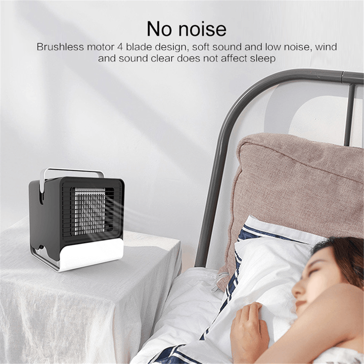 Mini Portable Air Conditioner Night Light Conditioning Cooler Humidifier Purifier USB Desktop Air Cooler Fan with Water Tanks - MRSLM