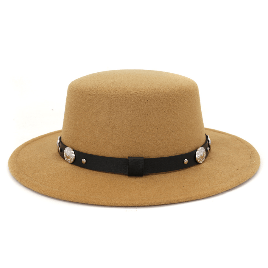 Simple Casual Warm Woolen All-Match British Fashion Metal Buckle Jazz Hat - MRSLM