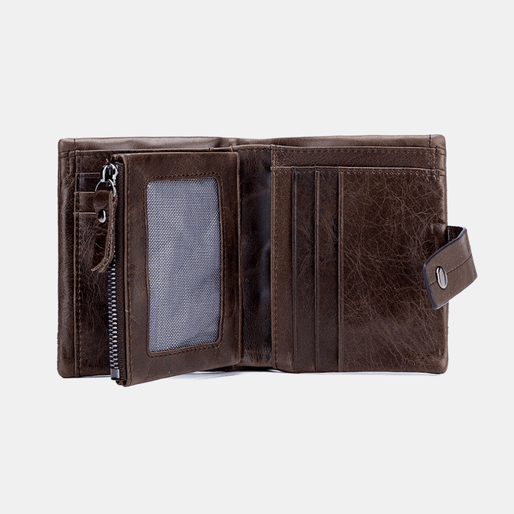 Men Genuine Leather Vintage Zipper Wallet - MRSLM