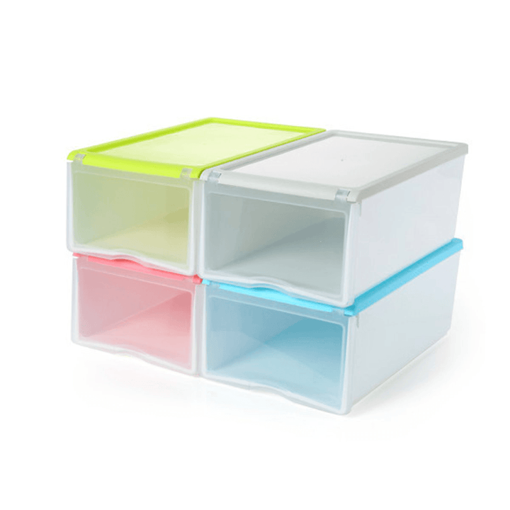 Plastic Clear Drawer Home Shoe Storage Box Stackable Organiser Foldable Case Shoe Racks - MRSLM