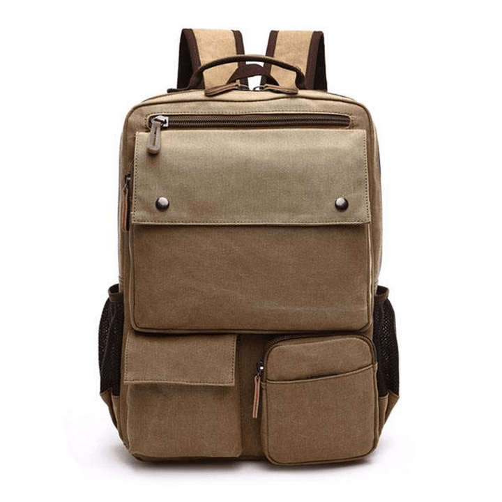 Men Canvas Big Capacity Travel Zipper Multifunctional Shoulders Bag Backpack - MRSLM