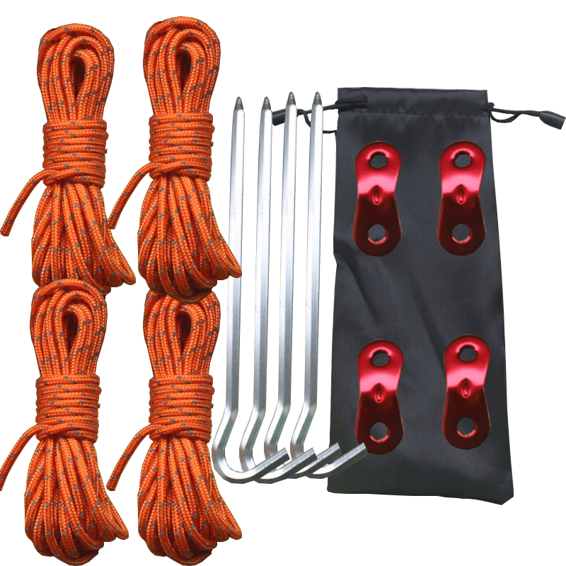 Outdoor Camping Tent Accessories Set 4M Reflective Rope Aluminum Alloy Buckle with Storage Bag - MRSLM