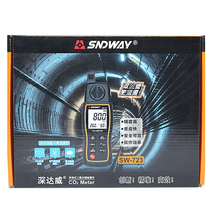 SNDWAY SW723 Portable CO2 PPM Meter Carbon Dioxide Detector CO2 Air Monitor Multi Gas Analyzer 0-9999Ppm - MRSLM