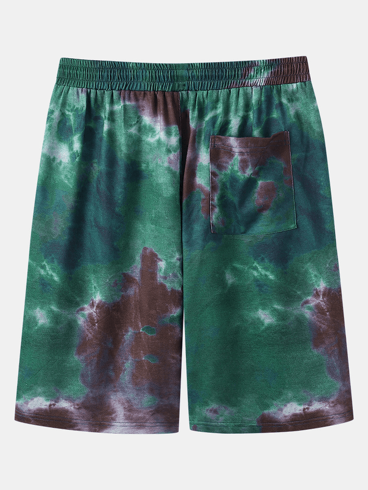 Mens Tie Dye Butterfly Print Elastic Waist Shorts - MRSLM