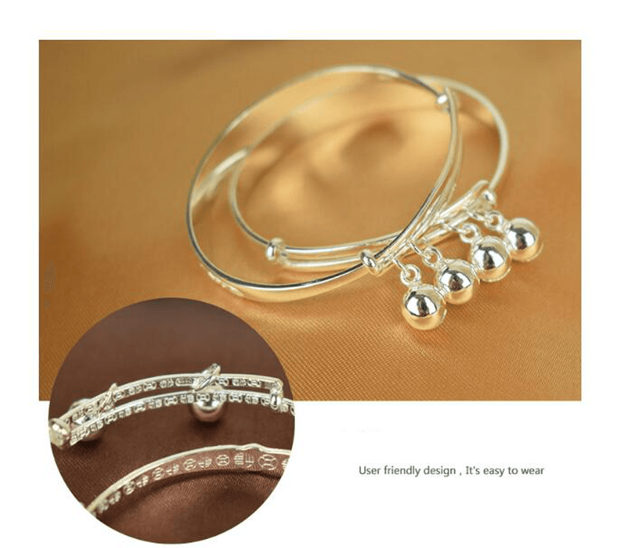 S990 Pure Silver Baby Bracelet Taobao Baby Jewelry Baby Silver Bracelet BB Silver Ornament Full Moon Gift - MRSLM