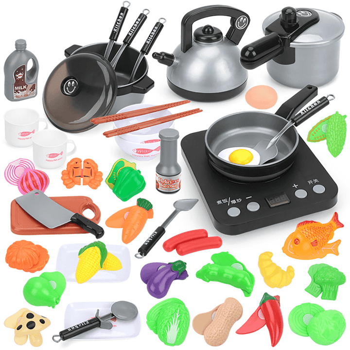 10/15/28/36/44Pcs Kids Kitchen Pretend Play Toys Cookware Toys with Pots and Pans for Toddlers Girls Boys Cooking Playset Toys for Kids Kitchen Playset Accessories - MRSLM