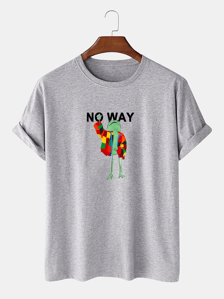 Mens Colorful Frog Slogan Print 100% Cotton Casual Short Sleeve T-Shirts - MRSLM