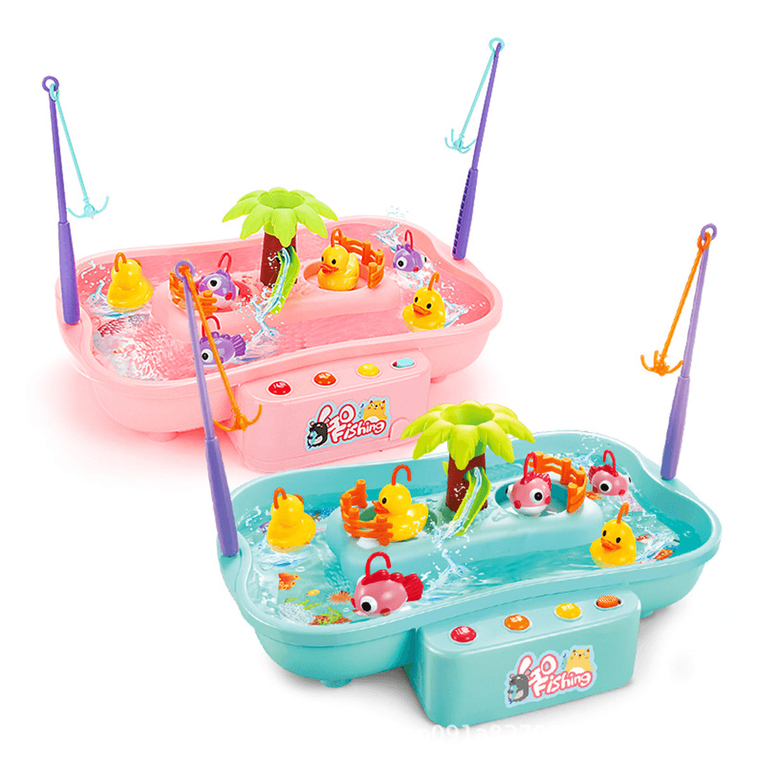 Mini Rotating Duck Fishing Game Set Fully Automatic Light and Music Children'S Play House Toys - MRSLM