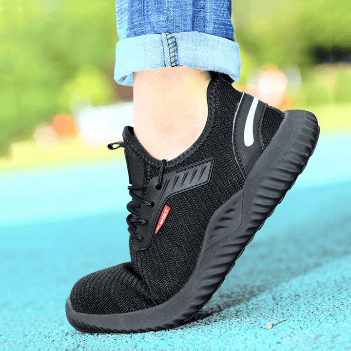 Men Breathable Fabric Soft Sole Non Slip Comfy Working Casual Labor Safety Shoes - MRSLM