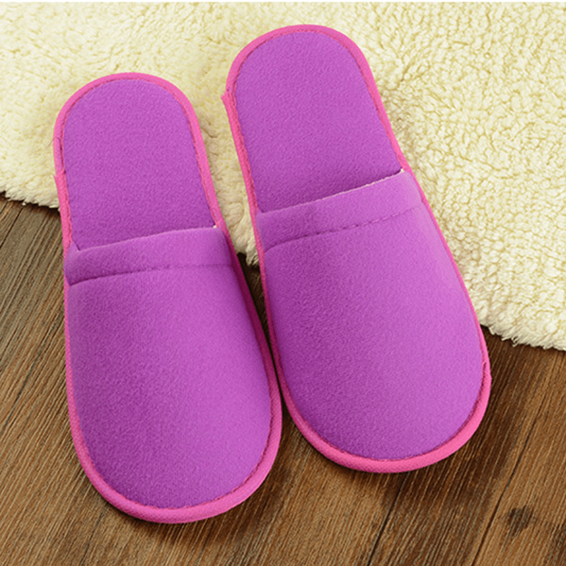 1 Pair Hotel Travel Disposable Slippers Home Guest White Red Blue Slippers - MRSLM