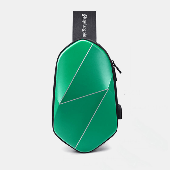Unisex Classic 3D Rhombus Design USB Charging Chest Bag Multi-Pockets Waterproof Wearable All-Match Full Texture Crossbody Bags - MRSLM