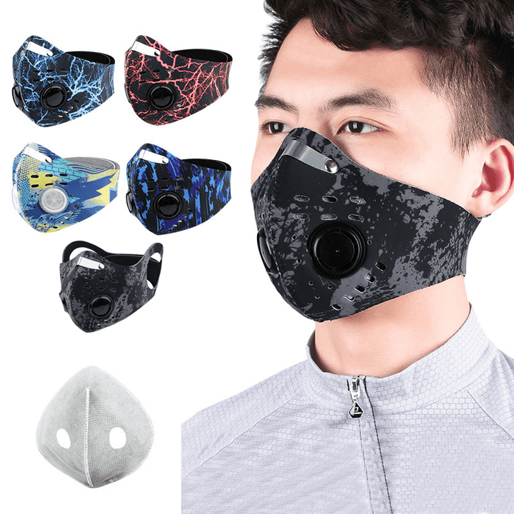 Outdoor Cycling Breathable Dustproof Face Mask with Breathing Valves anti Fog PM2.5 Sport Mask - MRSLM