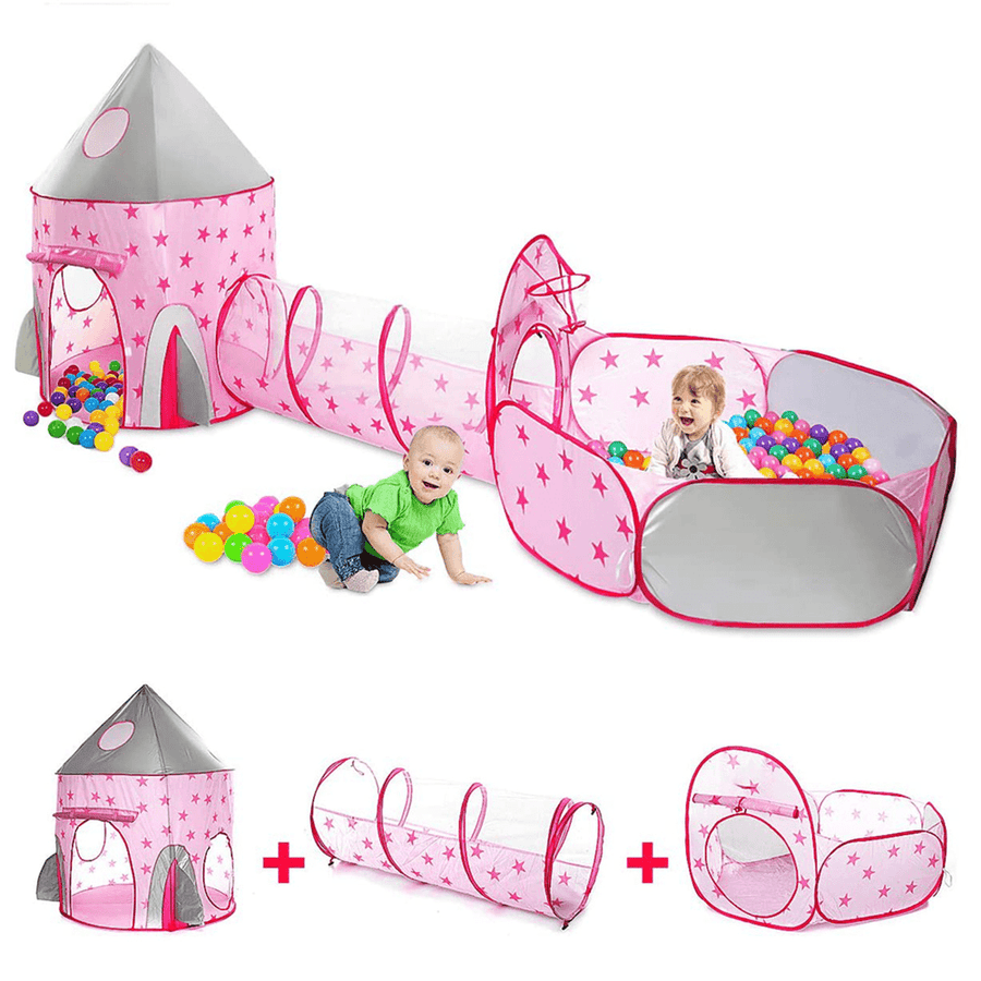 AUGIENB 3 in 1 Kids Ball Pit Tent with Crawling Tunnel Teepee for Kids Indoor/Outdoor Fold up Playhouse Set for Babies＆Toddlers＆Boys＆Girls - MRSLM