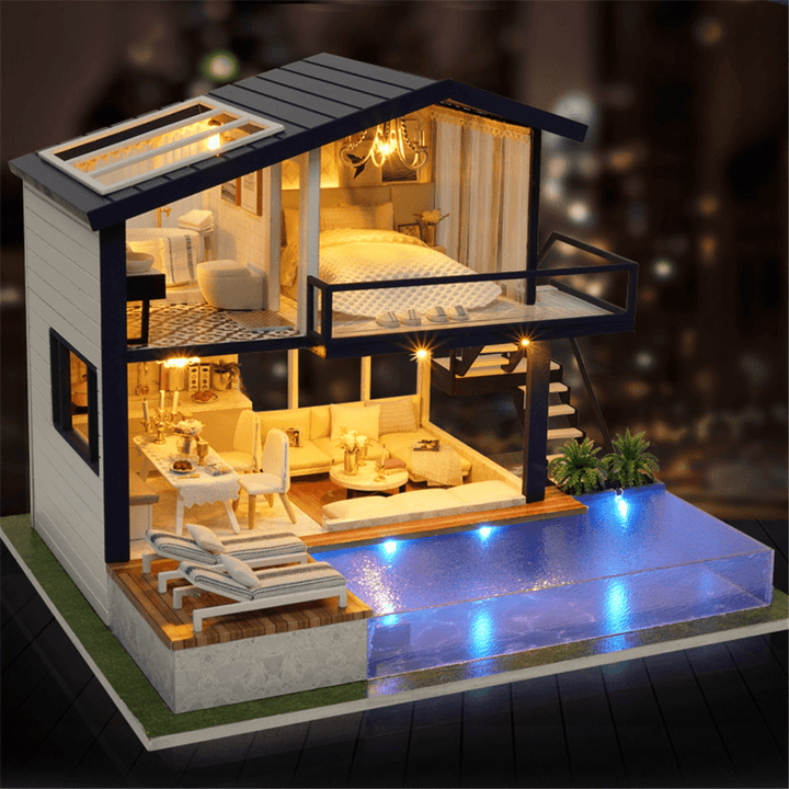 Cuteroom A-066 Time Apartment DIY Doll House with Furniture Light Gift House Toy - MRSLM