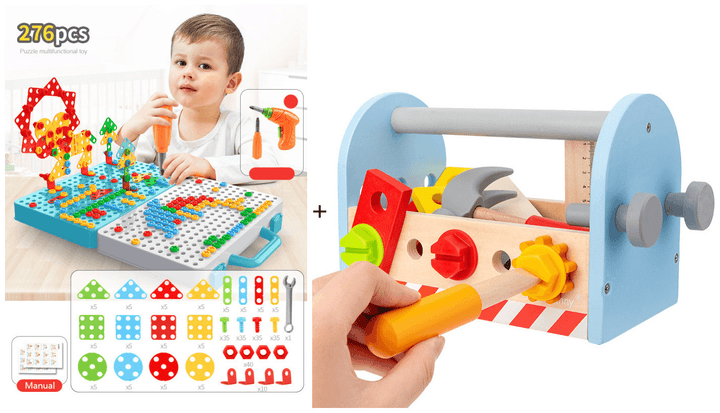 Children'S Screwdriver Toy Electric Drill Hands-On Assembly and Disassembly Toolbox Baby Puzzle - MRSLM