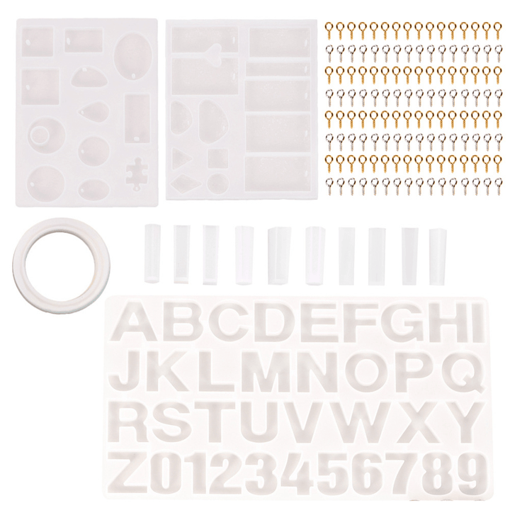214PCS Silicone Epoxy Resin Casting Mold Kit Jewelry Pendant Making DIY Mould Craft - MRSLM