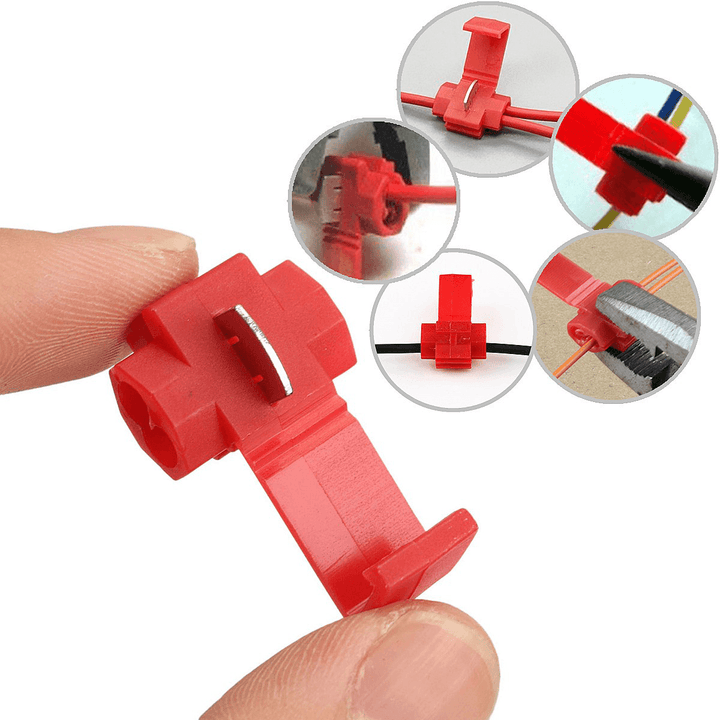50Pcs Lock Wire Electrical Cable Connector Quick Splice Terminals Crimp for Car - MRSLM