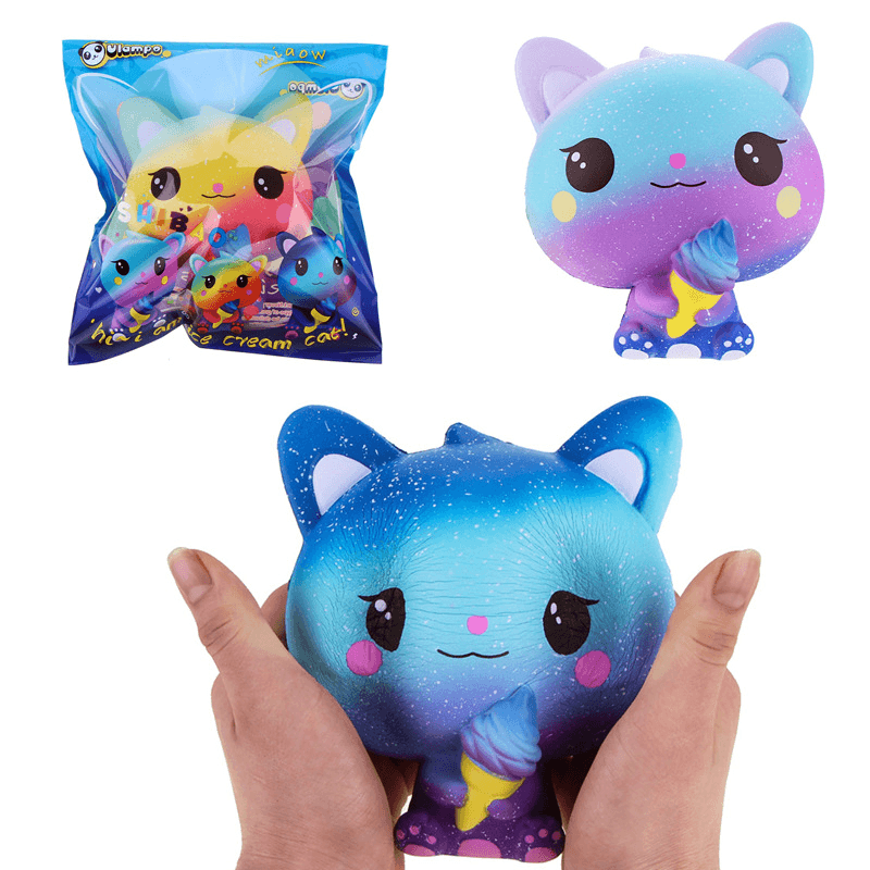 Vlampo Squishy Jumbo Kitten Holding Ice Cream 15CM Licensed Slow Rising with Packaging Collection Gift Toy - MRSLM