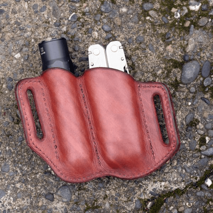 Men Genuine Leather Tooling Bag Waist Bag Belt Bag for Outdoor - MRSLM