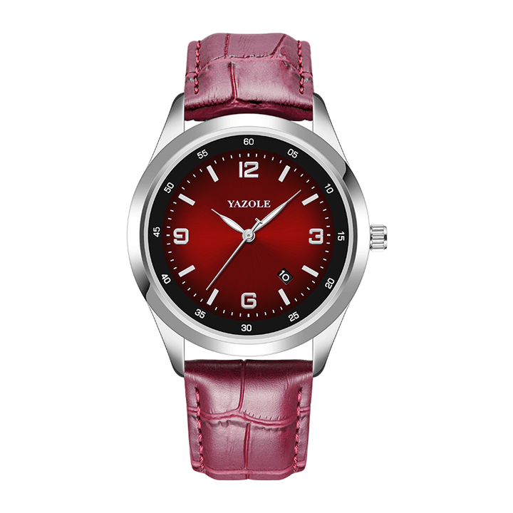 Yazole 552 Business Casual Luminous Pointer with Calendar Dial PU Leather 3ATM Waterproof Men Quartz Watch Wristwatch - MRSLM