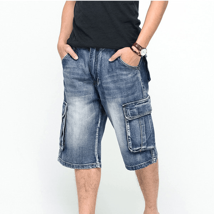 Summer Mens Big Pockets Jeans Loose Street Skateboard Denims Shorts - MRSLM