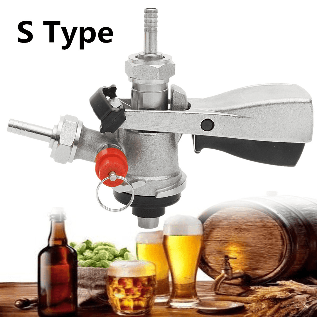 Stainless Steel S-Type Keg Coupler Draft Beer Dispenser for Home Brew with Clicket - MRSLM