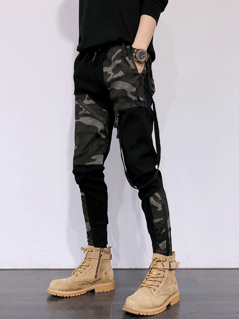 Functional Casual Overalls Camouflage Stitching Personality Slim - MRSLM