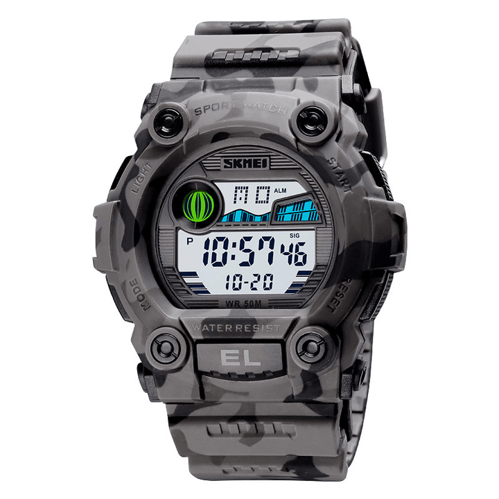 SKMEI 1633 Sport Men Watch Luminous Date Week Display Stopwatch 5ATM Waterproof Outdoor Digital Watch - MRSLM