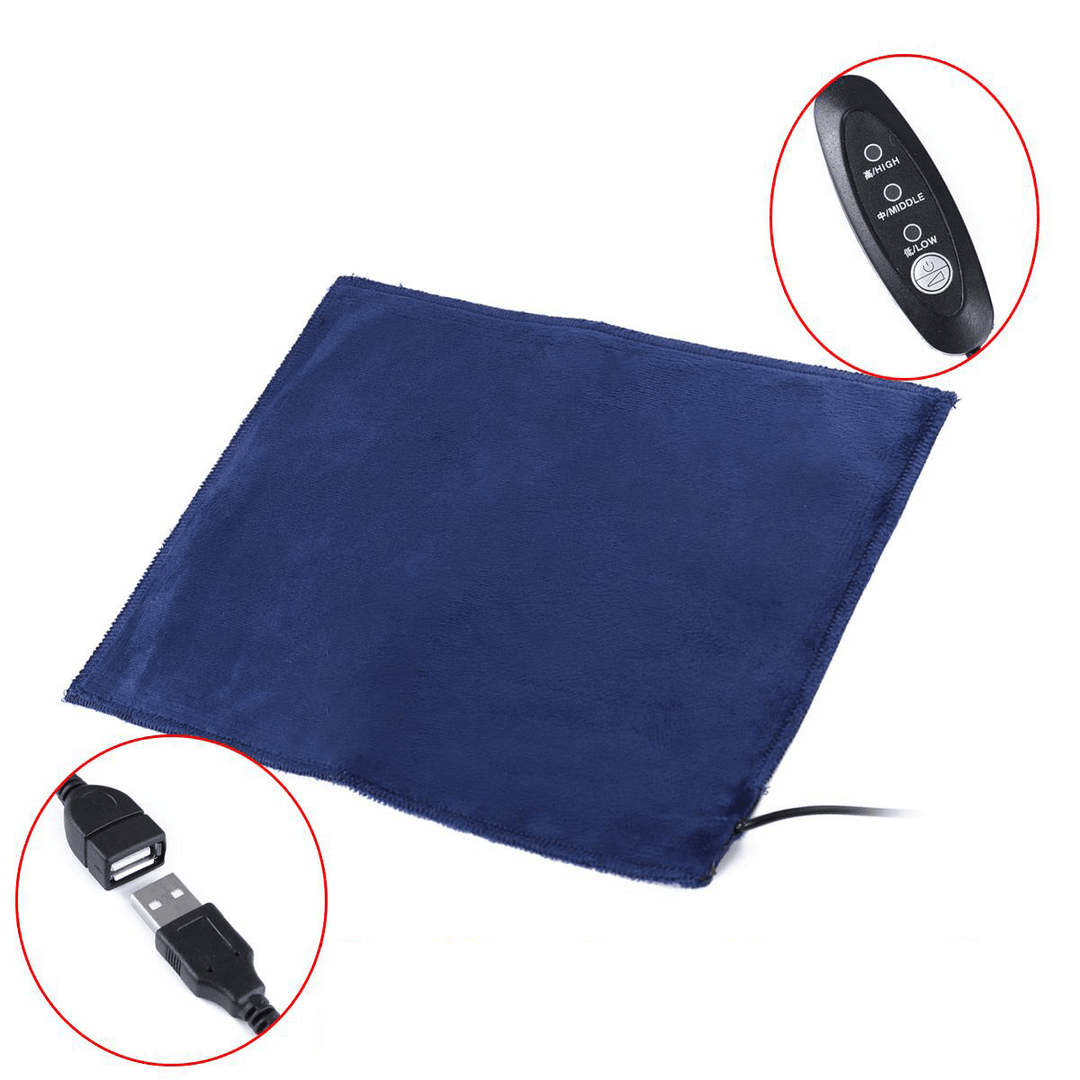 5V USB Electric Heating Pads 3 Level Temperature Adjustable Clothes Heater Sheet Winter Plush Pads Warmer Bed Pad - MRSLM