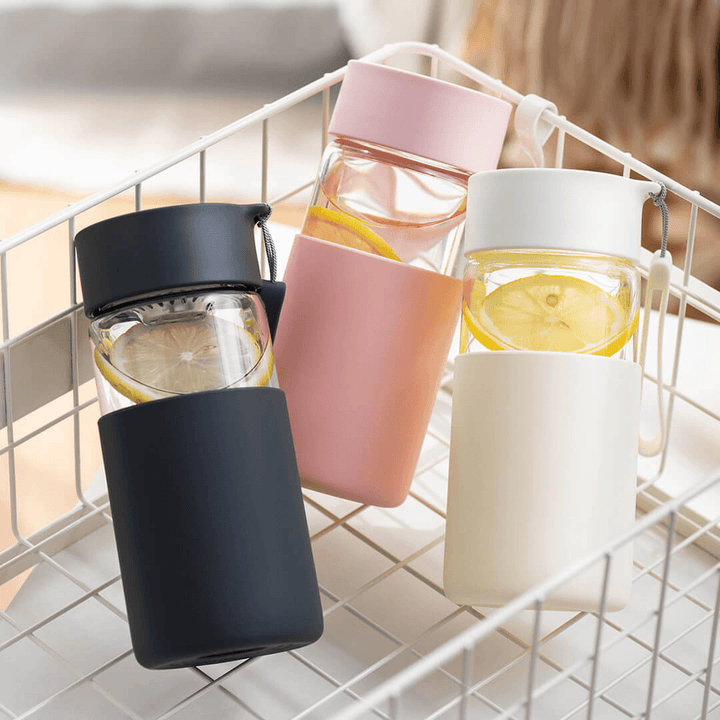Fun Home 350Ml Glass Water Bottle Insulation Vacuun Cup Drinking Mug with Silicone Cover From - MRSLM