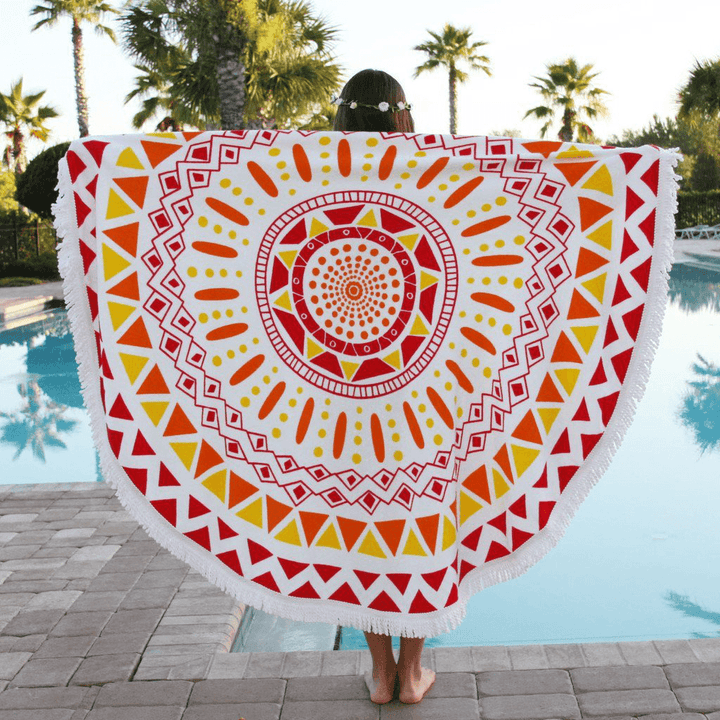 150Cm European Style Thin Polyester Fiber Beach Yoga Towel round Bed Sheet Tapestry Tablecloth - MRSLM