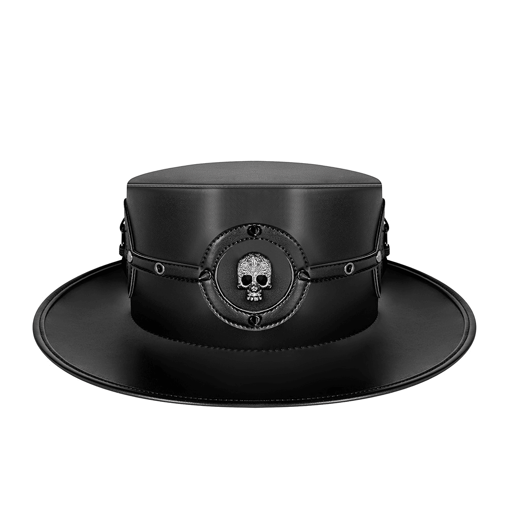 Ladies Hat Plague Doctor Flat Magic Prom Europe Adult Women'S Faux Leather Top Halloween Industrial Hat - MRSLM