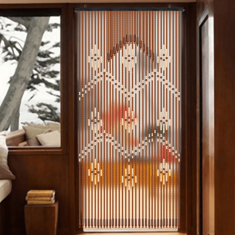 31 Lines Wooden Sticks Beaded Curtain Doorway Bamboo Blinds Fly Screen Door Curtain - MRSLM