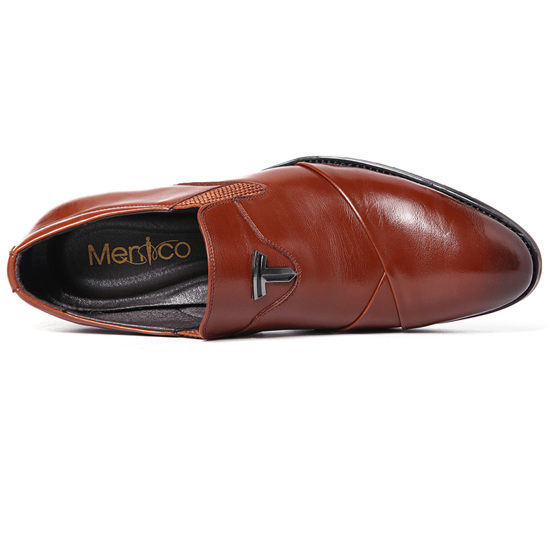Men Pure Color Leather Business Dress Oxford Shoes - MRSLM