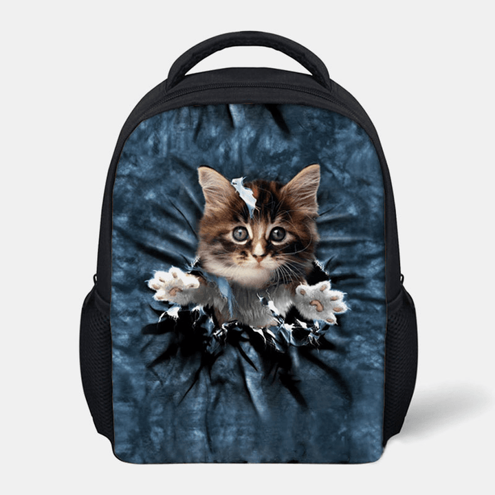 Unisex Animal Creative 3D Cartoon Cute Cat Casual Outdoor Small Backpack Schoolbag - MRSLM