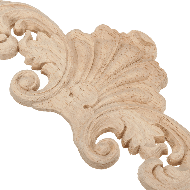 Wood Carving Applique Unpainted Flower Applique Wood Carving Decal 30X8Cm 20X5Cm - MRSLM