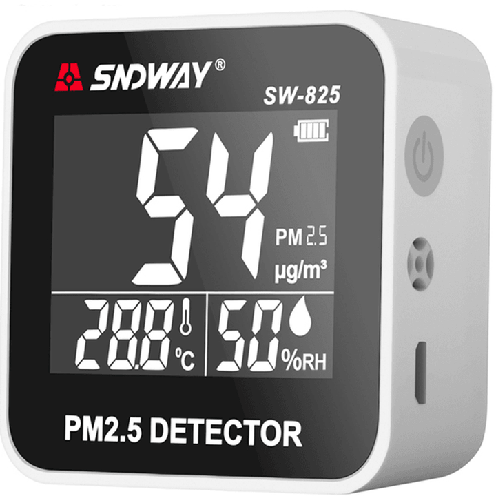 SNDWAY SW-825 Digital Air Quality Monitor Laser PM2.5 Detector Gas Temperature Humidity Monitor - MRSLM