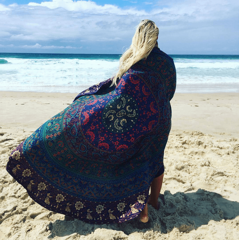 Honana WX-16 150Cm Bohemian Style Thin Chiffon Beach Shawl Mat Mandala round Silk Scarf Bed Sheet Tapestry - MRSLM