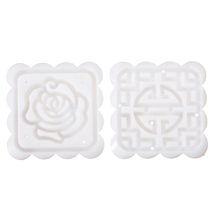 Moon Cake Mooncake Decoration Mold Mould Flowers Square 4 Stamps Pastry DIY Baking Mold - MRSLM