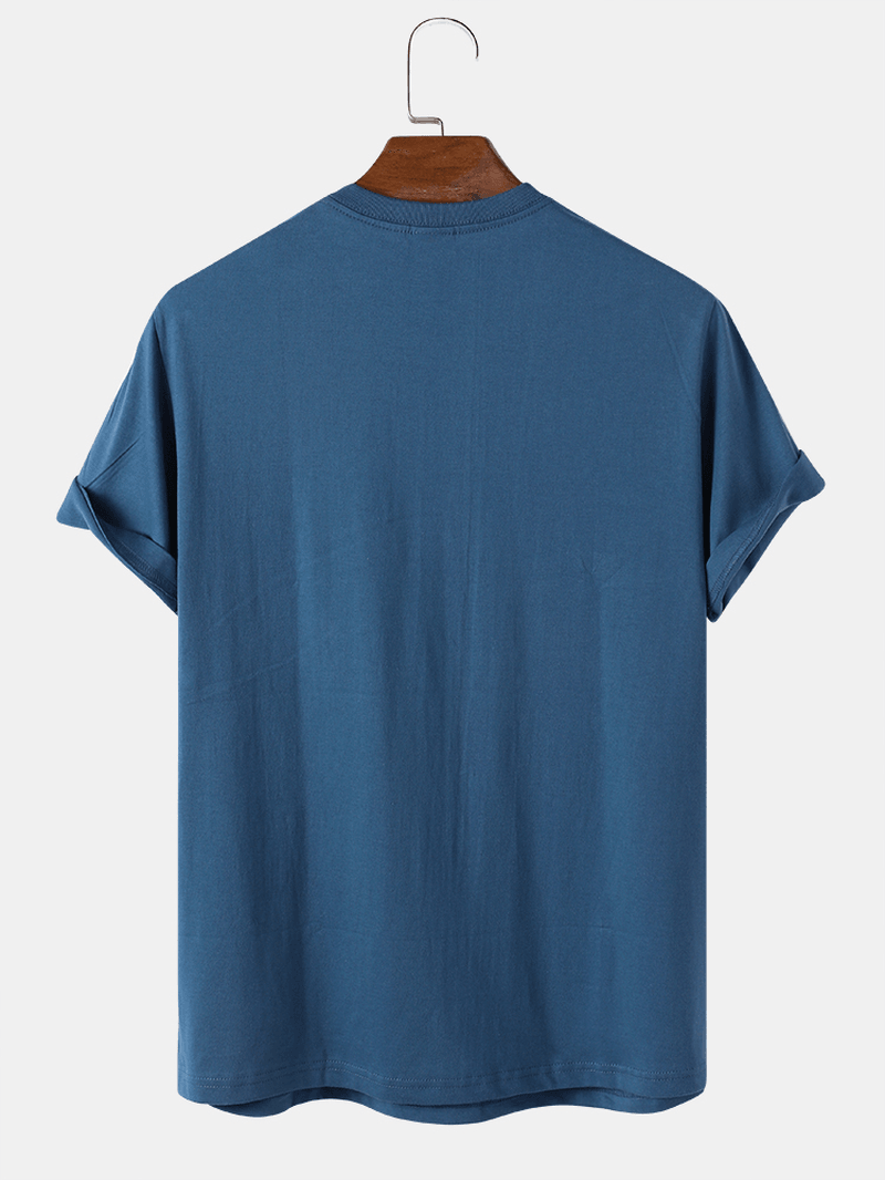 Mens Casual 100% Cotton Skeleon Print round Neck T-Shirts - MRSLM
