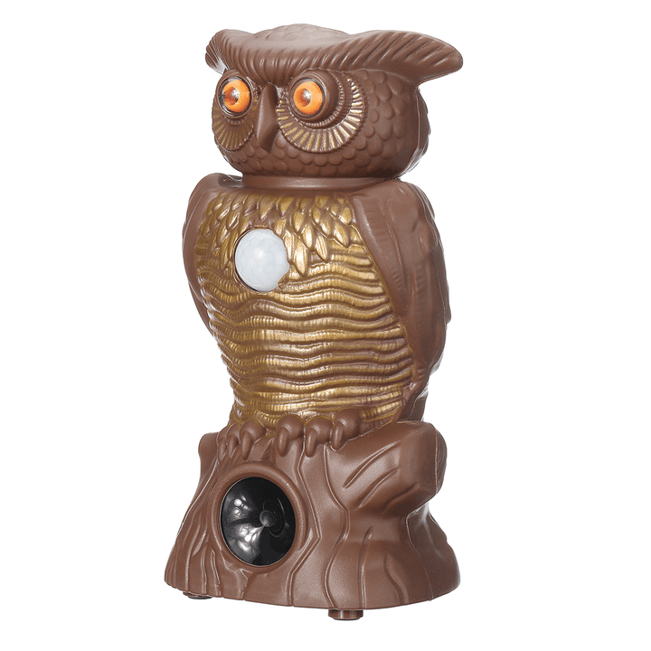 Owl Decoy Bird Repellent Pest Control with Flashing Eyes Ultrasonic Repellent for Outdoor Garden Protector Decoration - MRSLM
