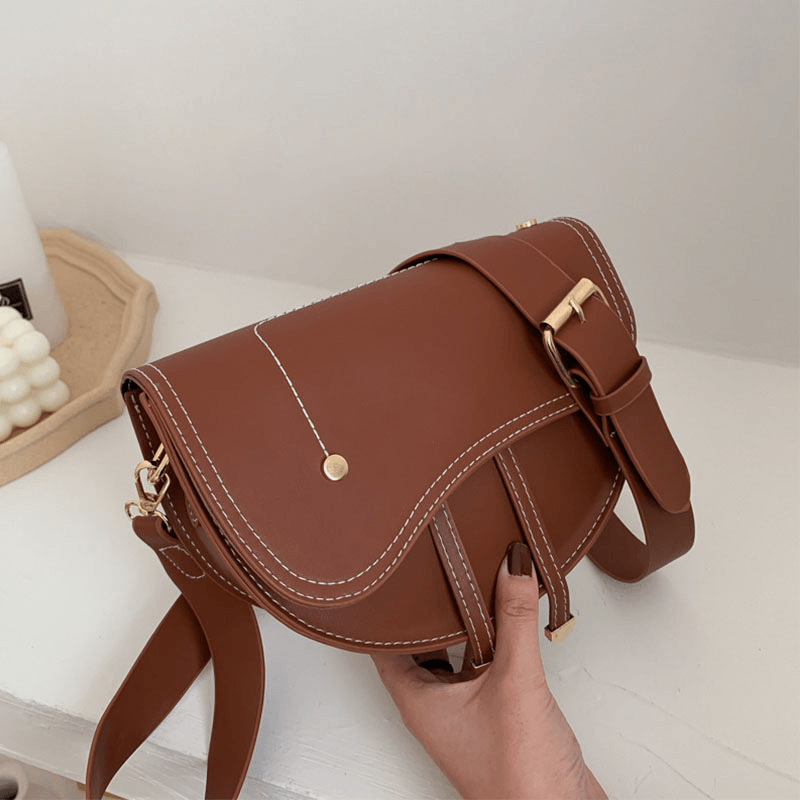 Women Irregular Shape Solid Casualc Saddle Bag Shoulder Bag - MRSLM