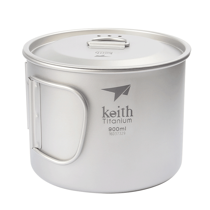 Keith Ti3209 Titanium 900Ml Folding Handle Soup Pot Lightweight Noodles Cup Water Cup Camping Travel Picnic - MRSLM