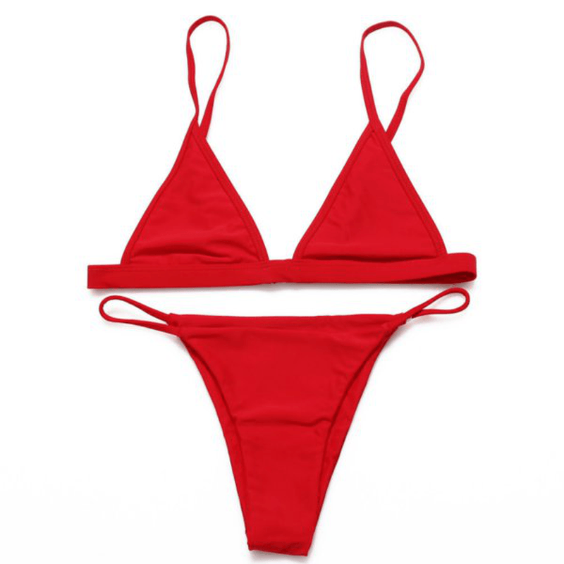 Sexy Original Solid Color Nylon Swimsuit Split Bikini Sets - MRSLM