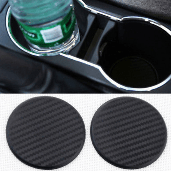 2Pcs/Set Auto Car Accessories Water Cup Slot Non-Slip Carbon Fiber Look Mat Decorations - MRSLM