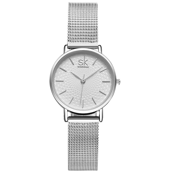 SHENGKE Casual Style Ultra Thin Ladies Wrist Watch Mesh Steel Band Quartz Watch - MRSLM